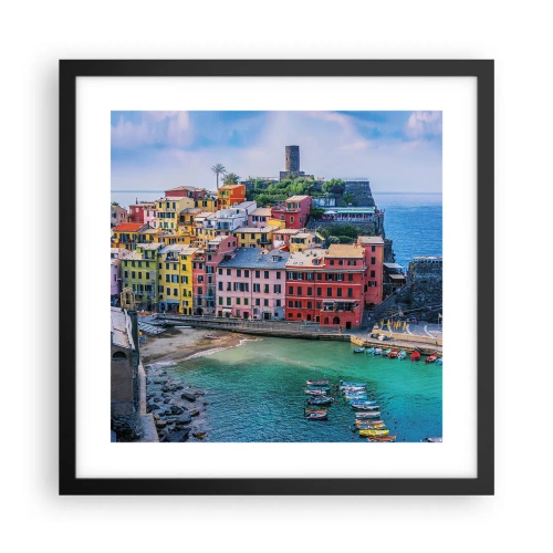 Pôster com moldura preta - Cidade mágica mediterrânea - 40x40 cm