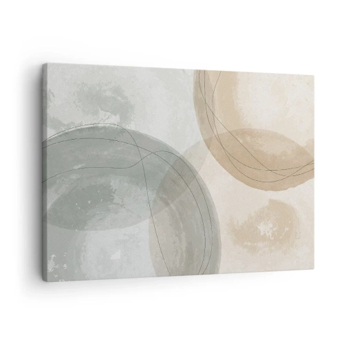Quadro em tela - Composição abstrata em tons pastéis com linhas - 70x50cm - Difusão de Mundos - Decoração de parede moderna para a sala de estar e quarto ARTTOR