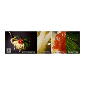 Amostra de papel de parede Premium Sand - Saborosa mordida - Gastronomia, Espaguete, Itália - 100x30 cm