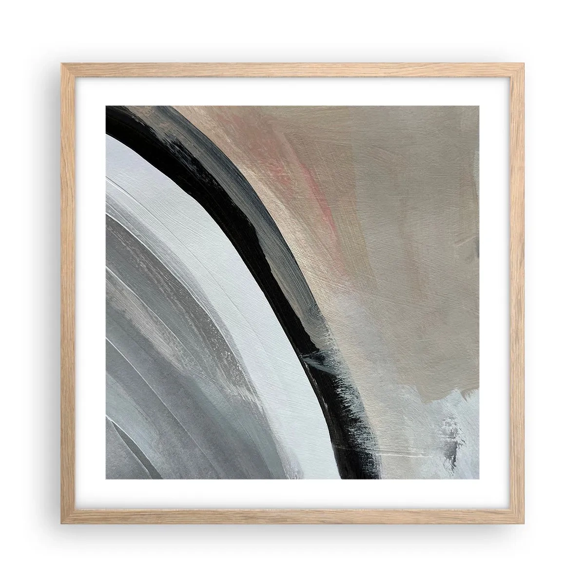 Pôster com moldura de carvalho claro - Composição: arco preto e cinza - 50x50 cm