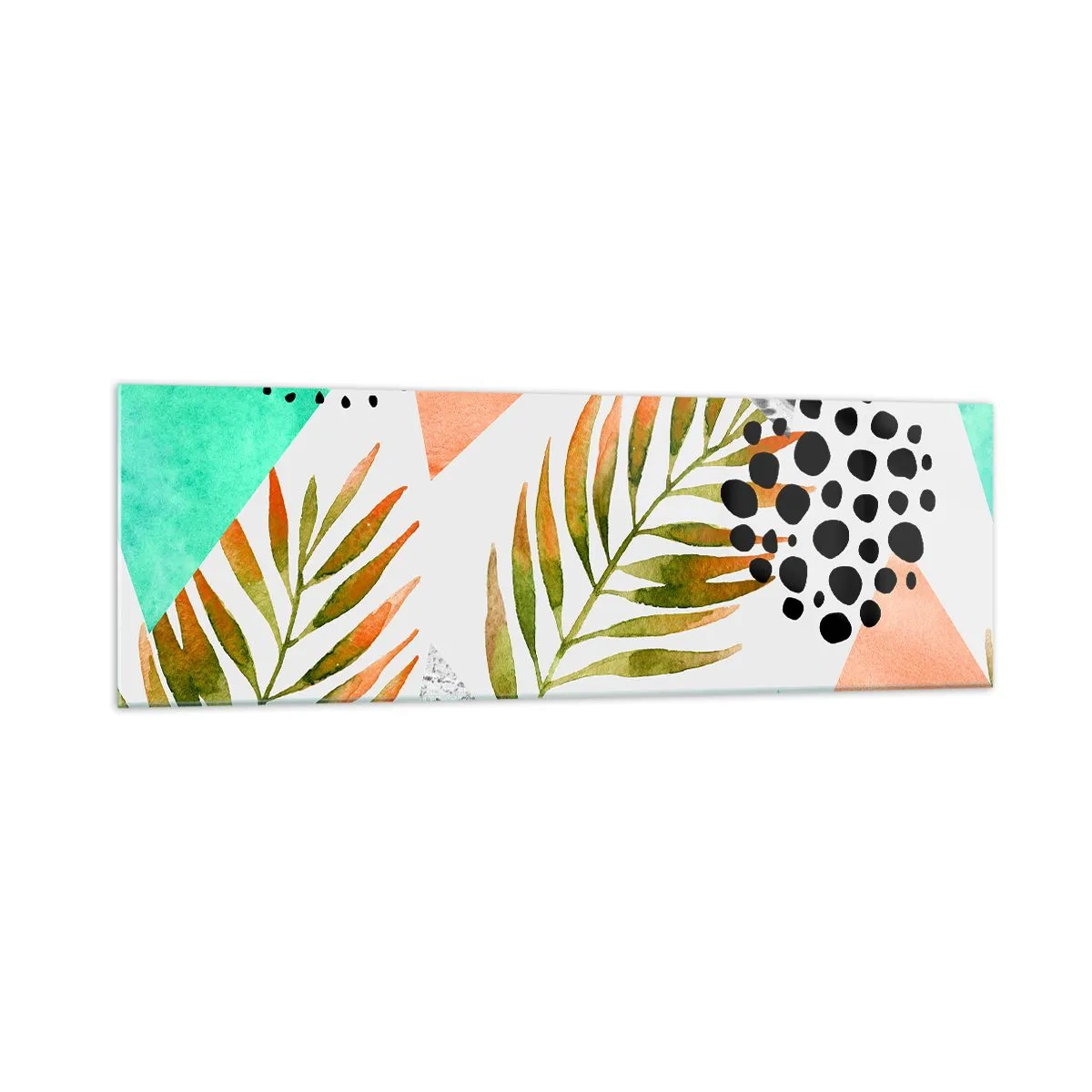 Quadro em vidro - Decoração em folha de palmeira - 160x50 cm