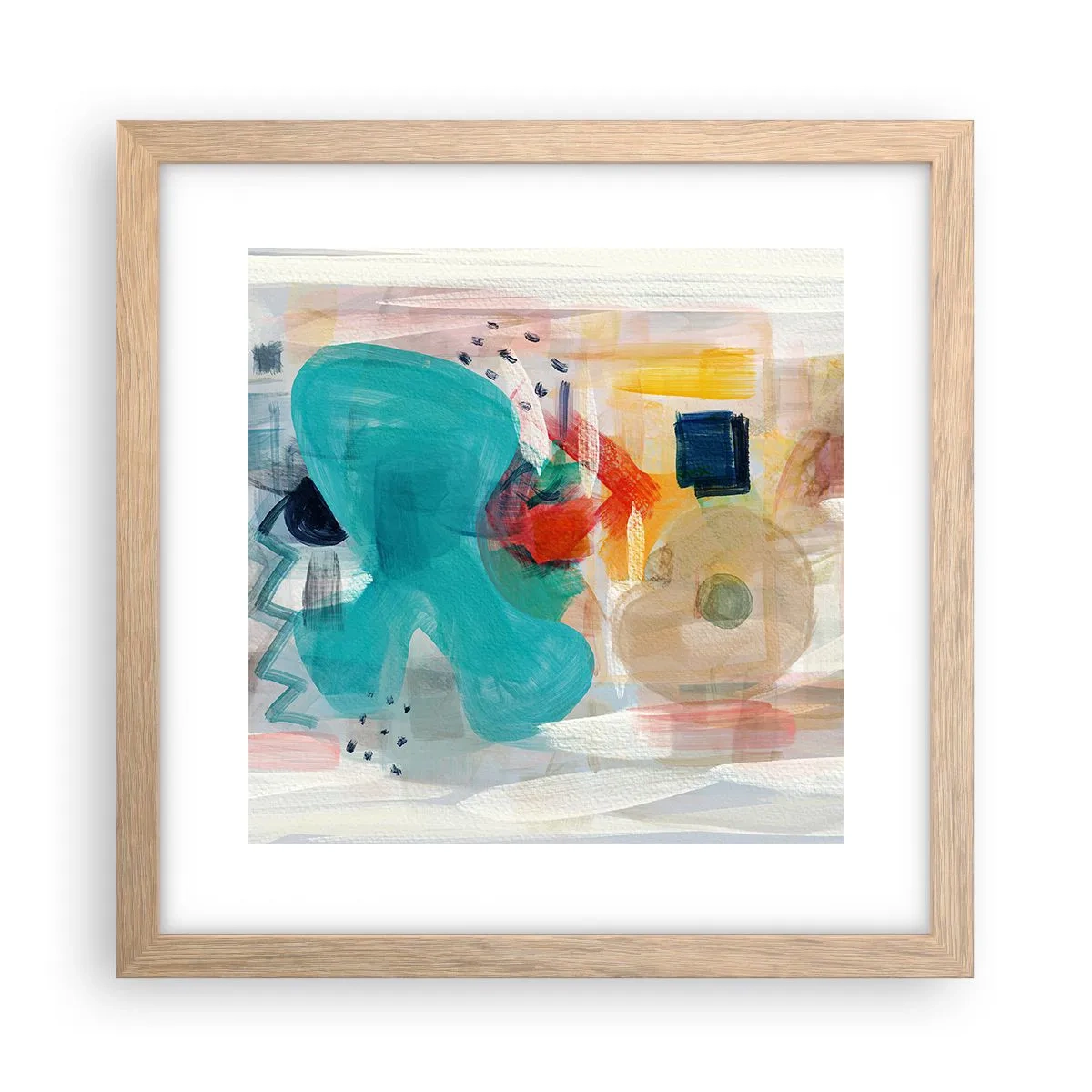 Pôster com moldura de carvalho claro - Jogo colorido - 30x30 cm