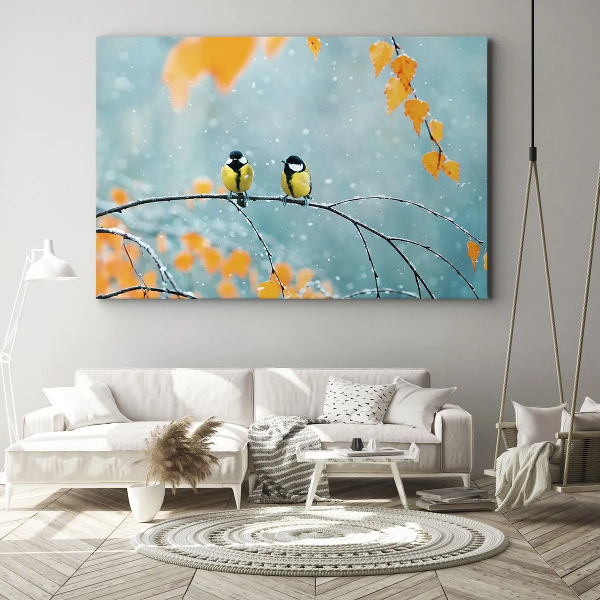 Quadro em tela - Fofoca de pássaros - 100x70 cm
