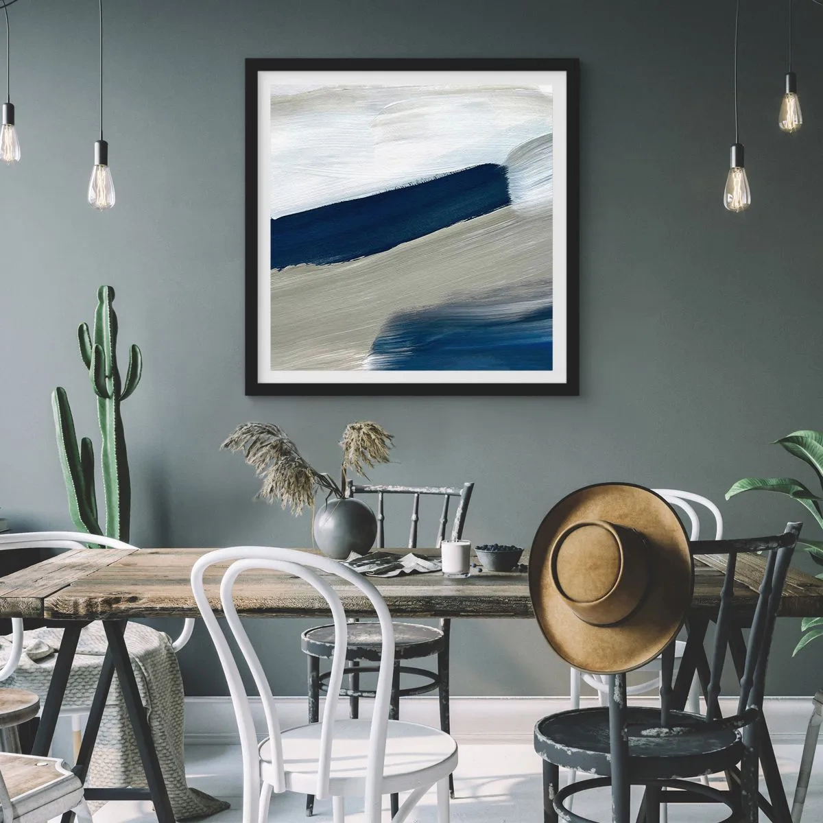 Pôster com moldura preta - Encontro com a brancura - 60x60 cm