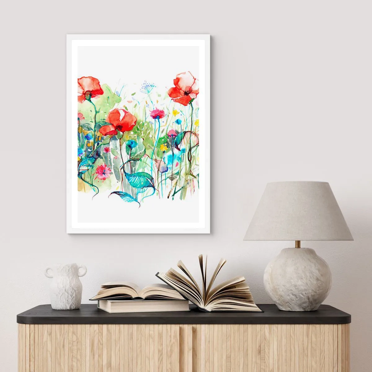 Pôster em moldura branca - Prado florido de maio - 40x50 cm