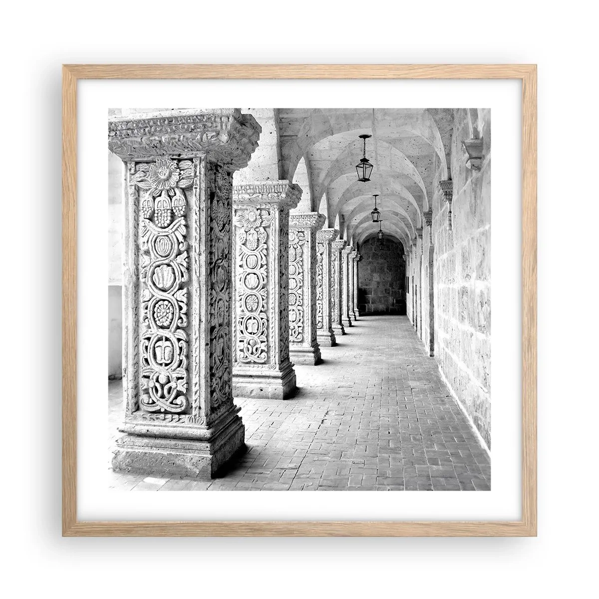 Pôster com moldura de carvalho claro - E para onde...? - 50x50 cm