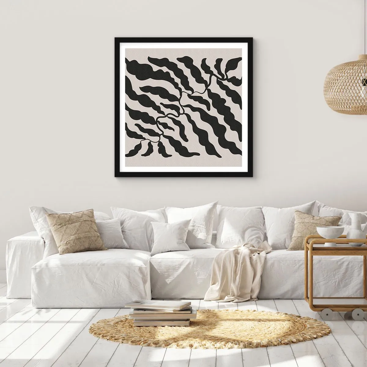 Pôster com moldura preta - A natureza da praça - 40x40 cm