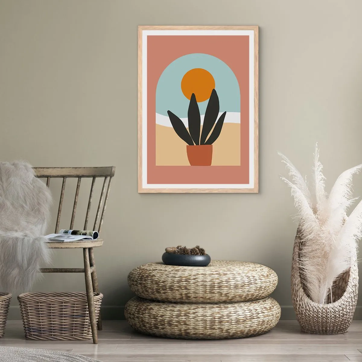 Pôster com moldura de carvalho claro - Pequenas alegrias - 50x70 cm