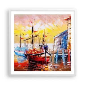 Pôster em moldura branca - Feliz retorno - 60x60 cm