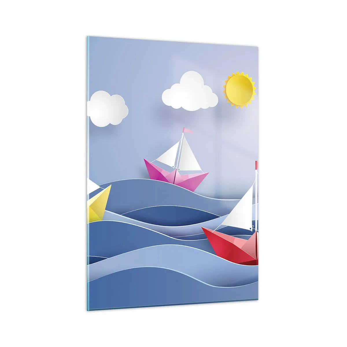 Quadro em vidro - Oh, como é agradável balançar entre as ondas - 50x70 cm