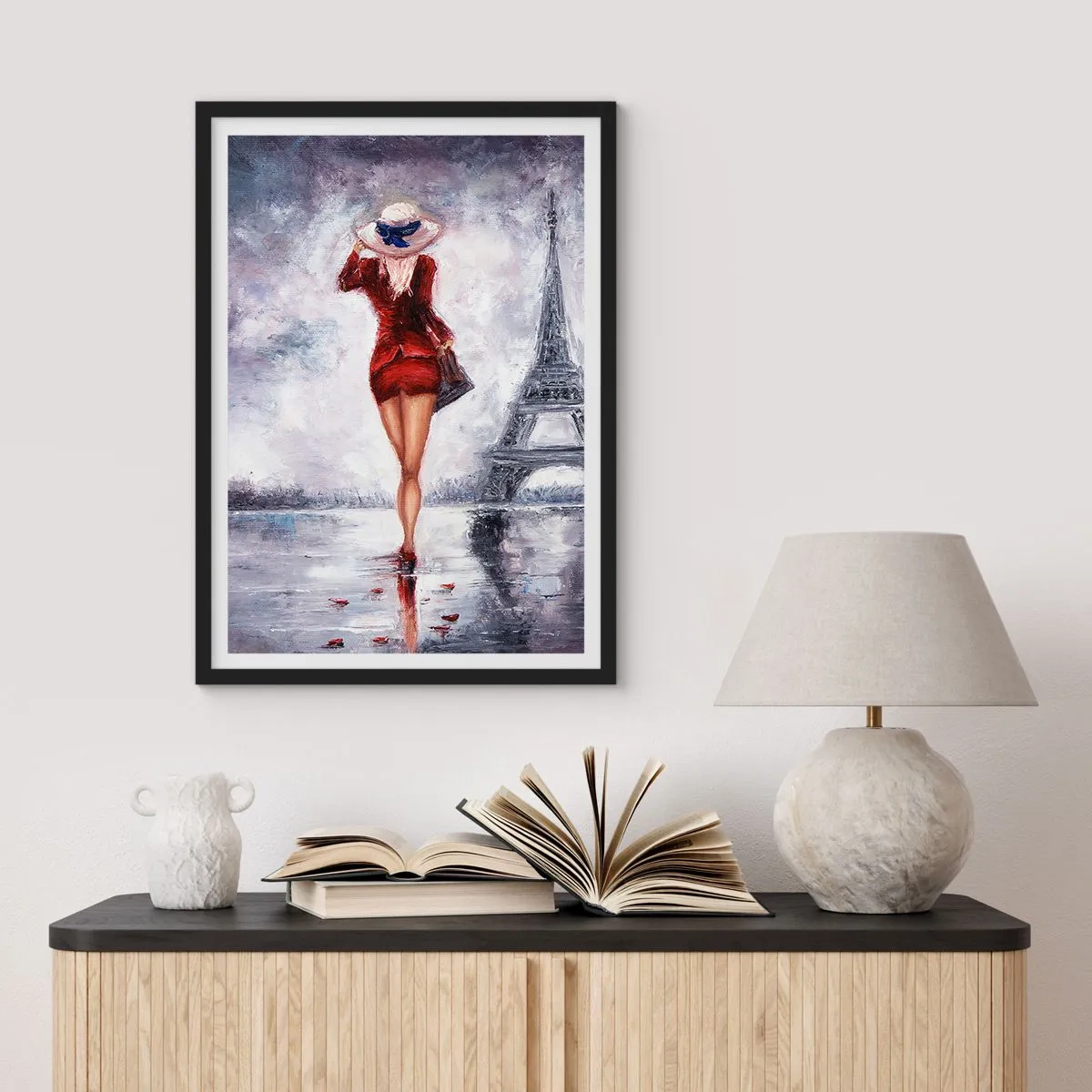 Pôster com moldura preta - Símbolos parisienses - 61x91 cm