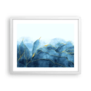 Pôster em moldura branca - Azul dourado - 50x40 cm