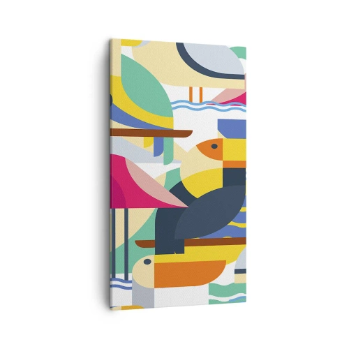 Quadro em tela - A festa dos pássaros - 45x80 cm