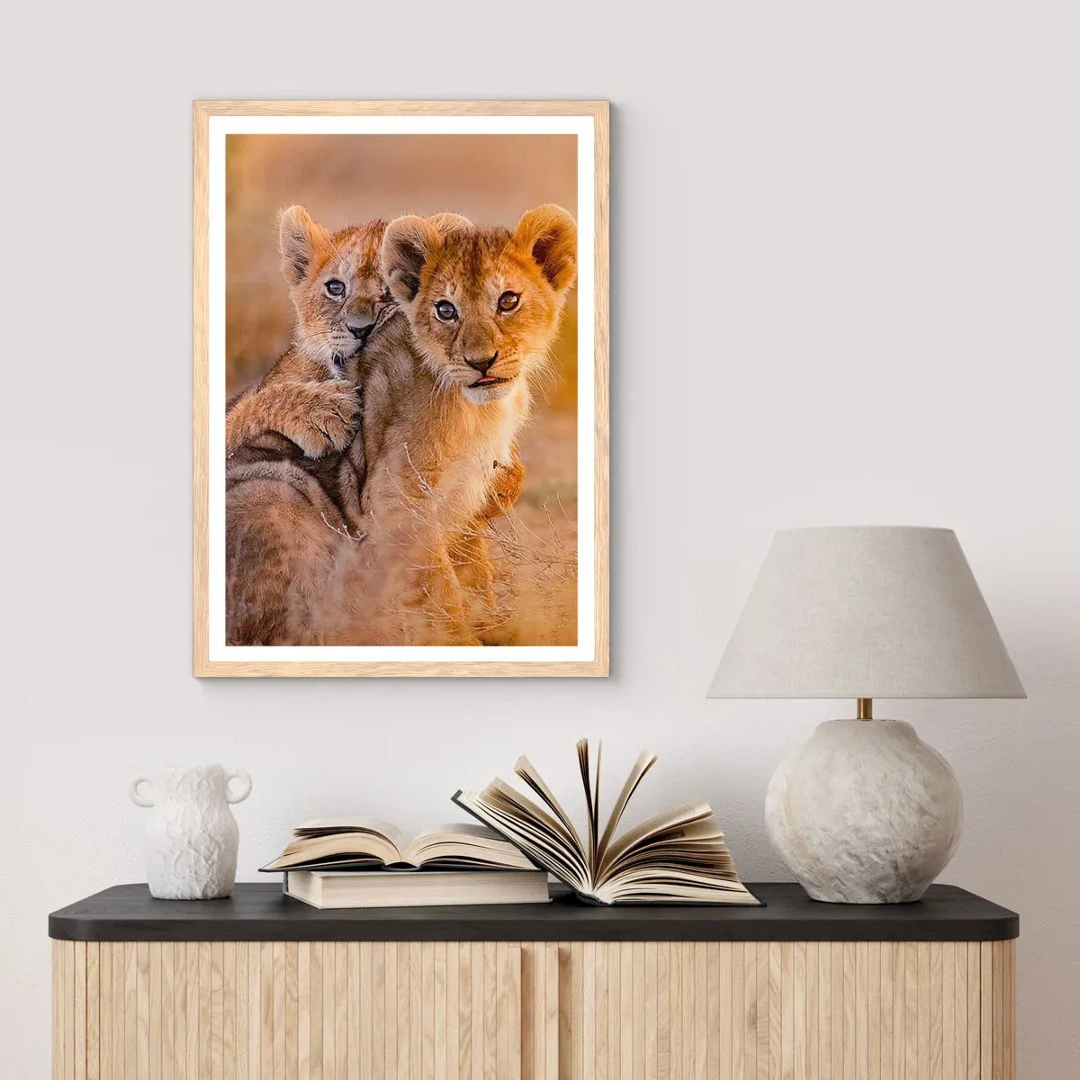 Pôster com moldura de carvalho claro - Não perturbe! Estamos a divertir-nos - 70x100 cm