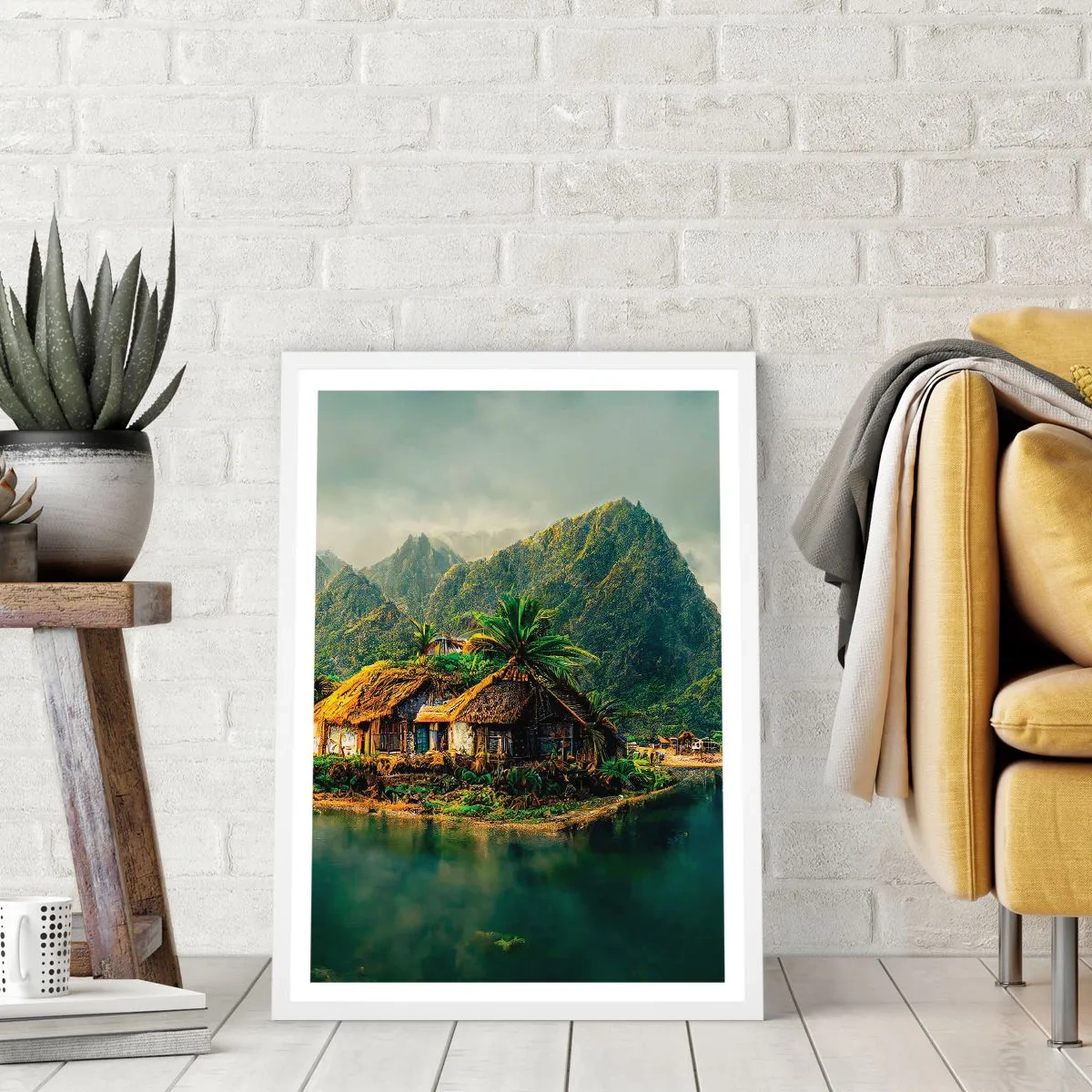 Pôster em moldura branca - Paraíso Tropical - 70x100 cm