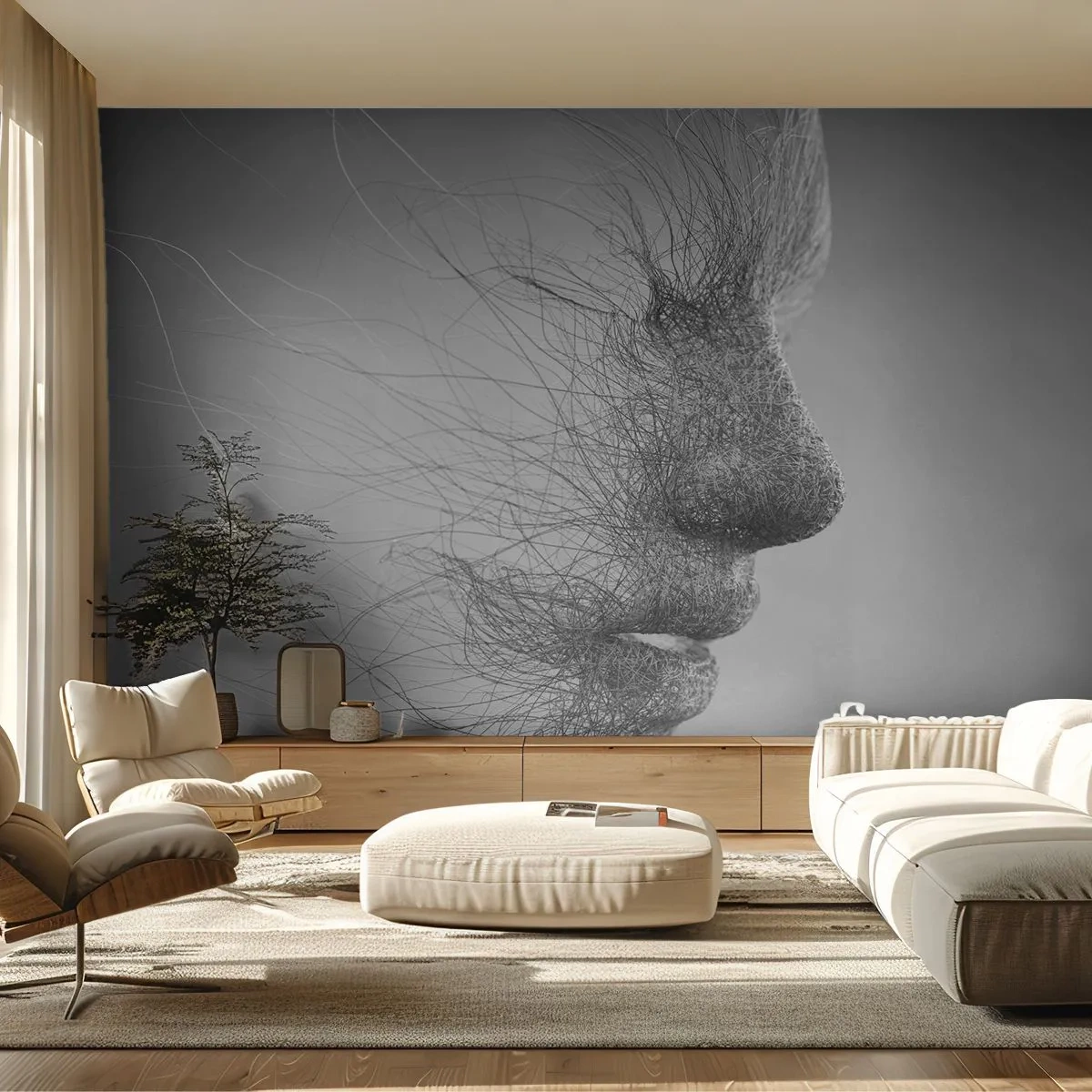 Papel de Parede Standard Eco - Espírito do vento - Abstração, Rosto de mulher, Gráficos - 500x350 cm