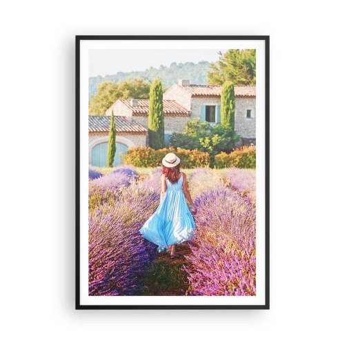 Pôster com moldura preta - Menina Lavanda - 70x100 cm