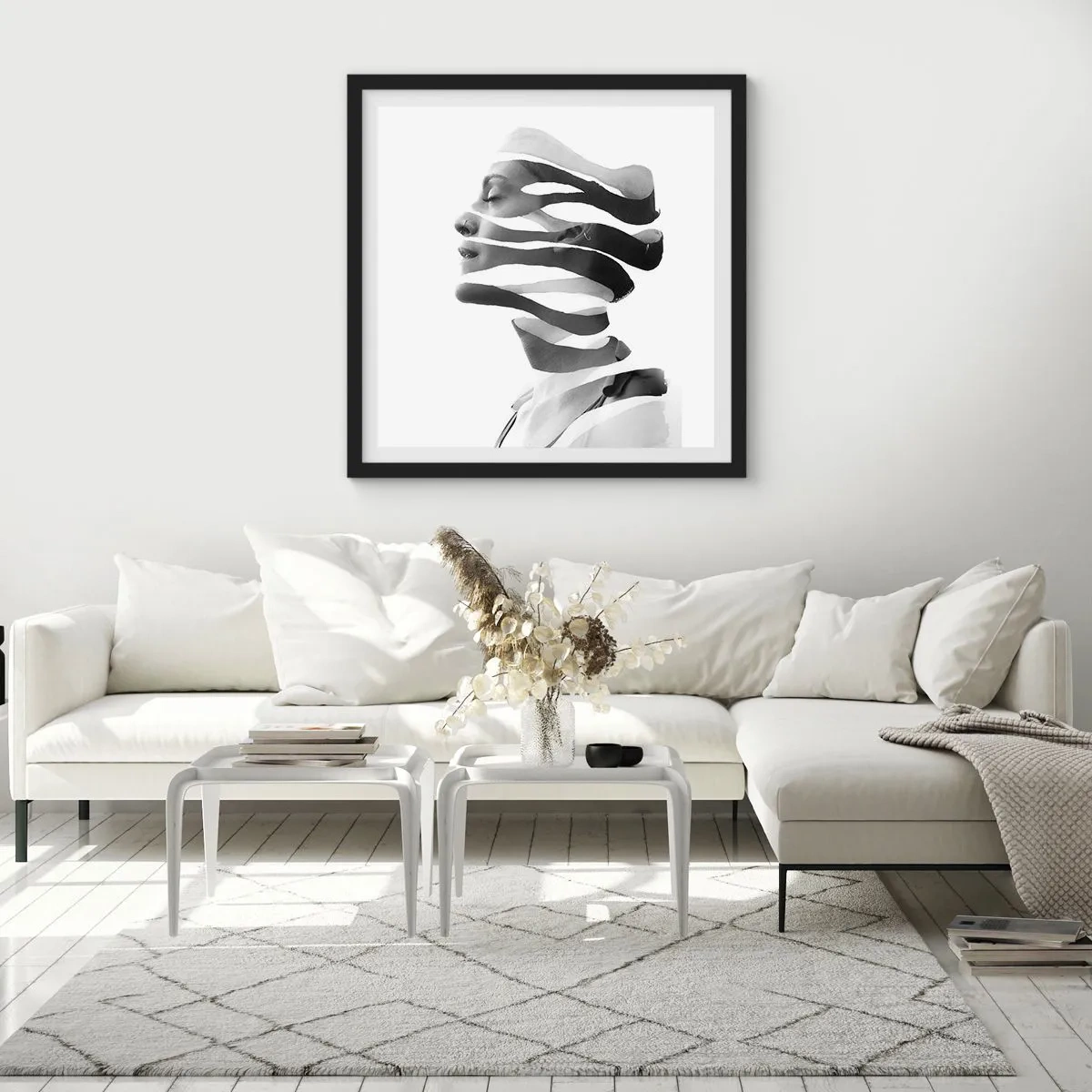 Pôster com moldura preta - Retrato surrealista - 40x40 cm