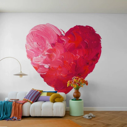 Papel de Parede Premium Sand - All you need is love - Abstração, Coração vermelho, Símbolo do Amor - 100x70 cm