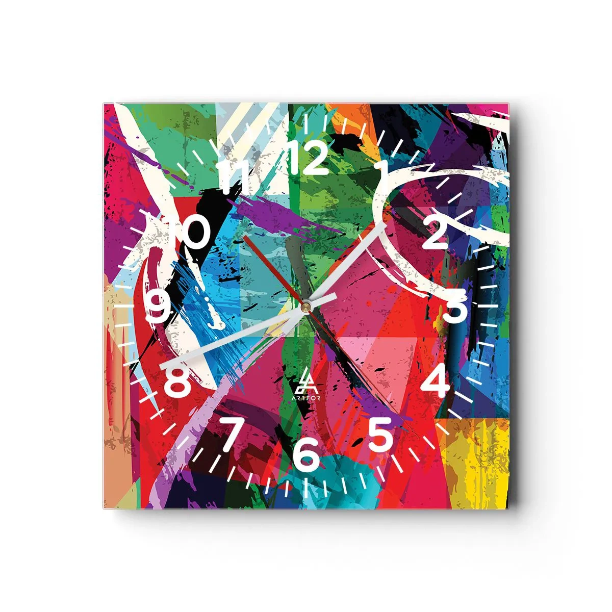 Relógio de parede - Relógio em vidro - Rápido, vivo e animado - 30x30 cm