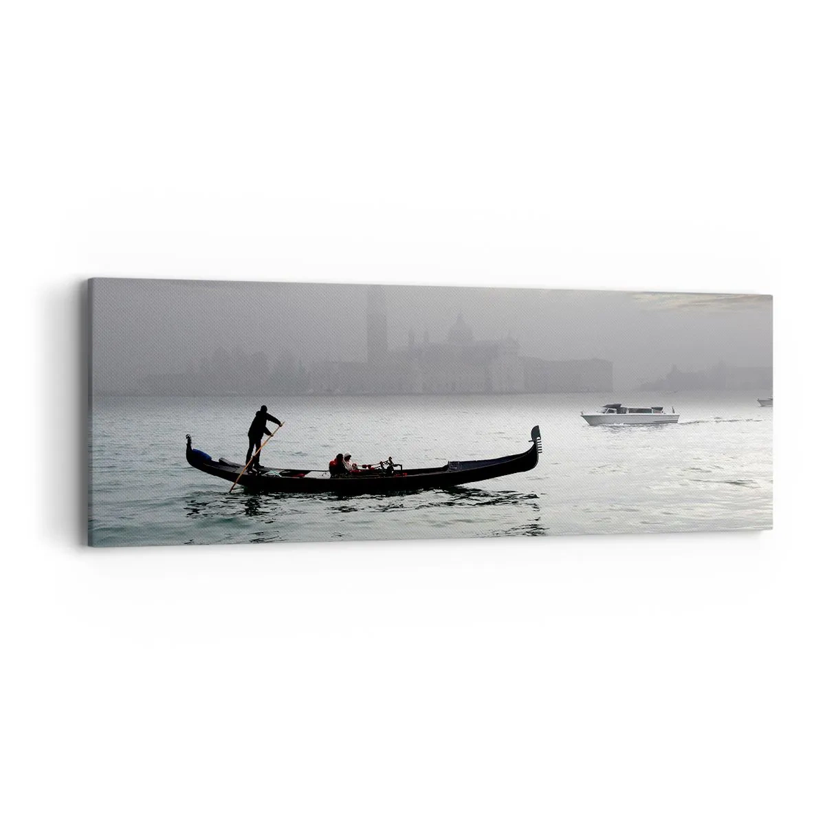 Quadro em tela - Uma cidade fabulosa feita de água e nevoeiro - 90x30 cm