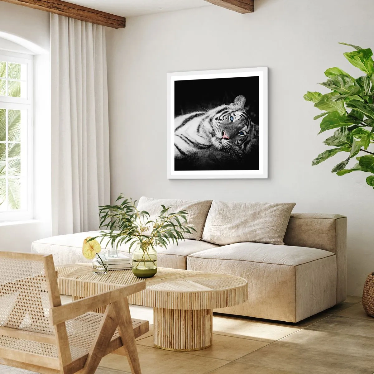 Pôster em moldura branca - Selvagem e tranquilo - 60x60 cm