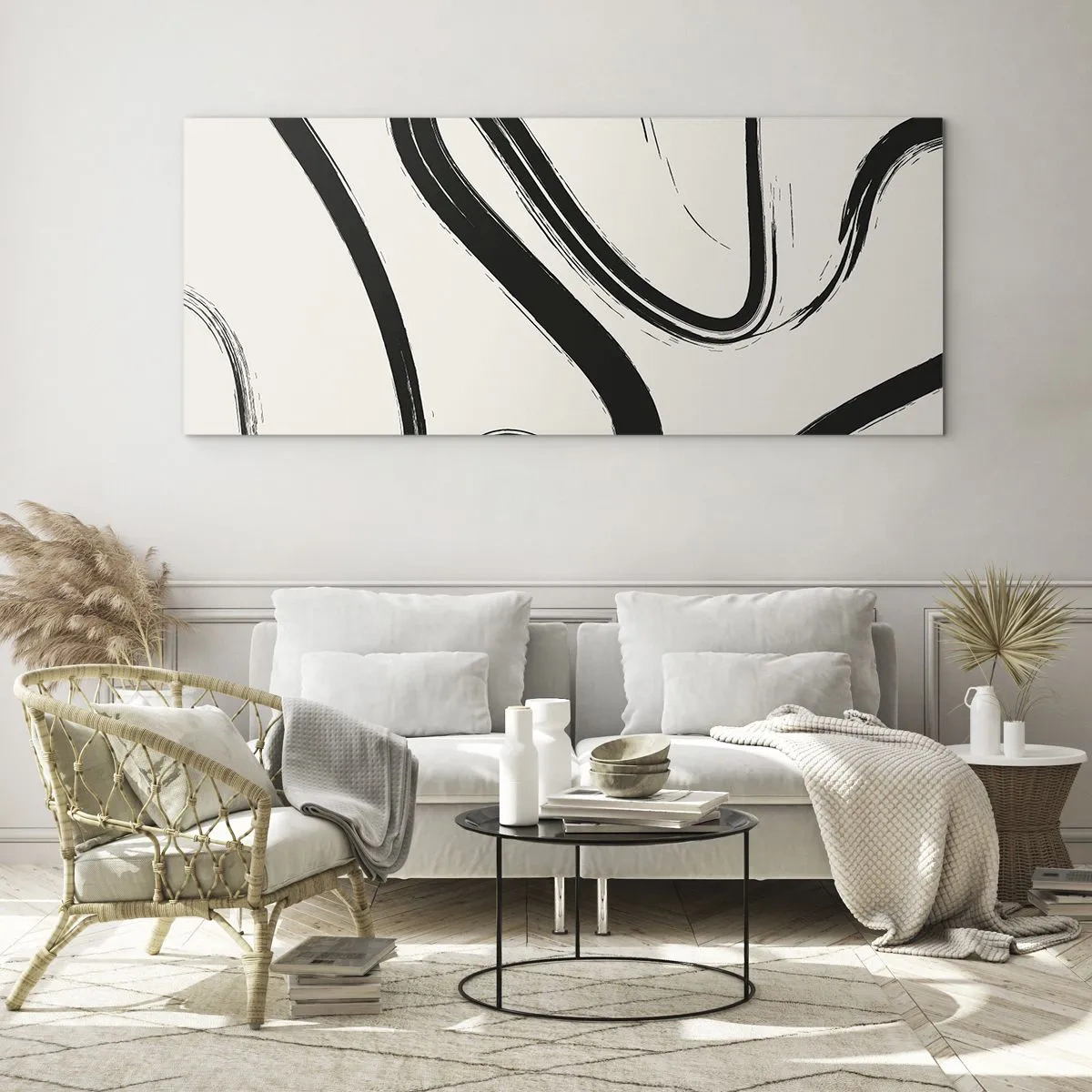 Quadro em vidro - Capricho preto e branco - 100x40 cm
