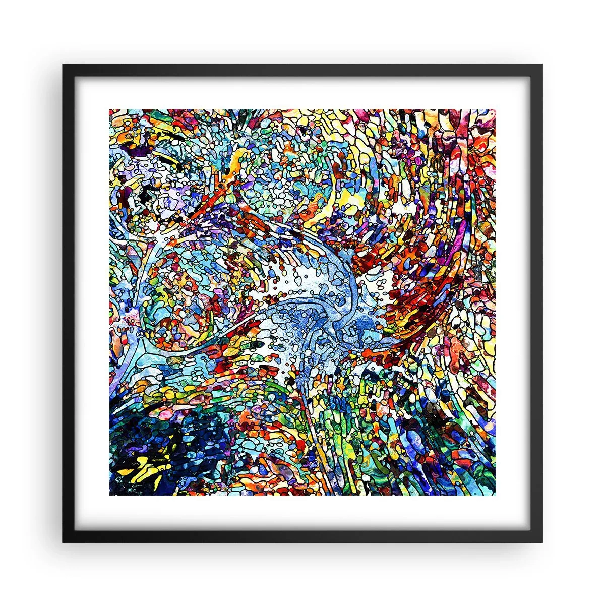 Pôster com moldura preta - Vitrais gotejantes - 50x50 cm