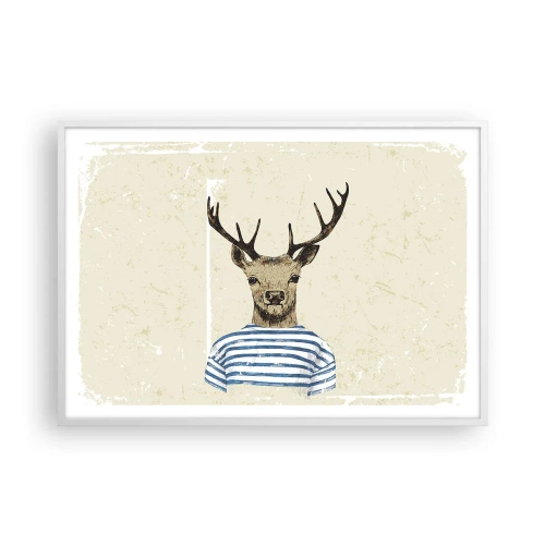 Pôster em moldura branca - Porque eu gosto de camisas listradas! - 100x70 cm