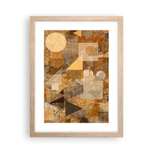 Pôster com moldura de carvalho claro - Estudo Cubista em Bronze - 30x40 cm