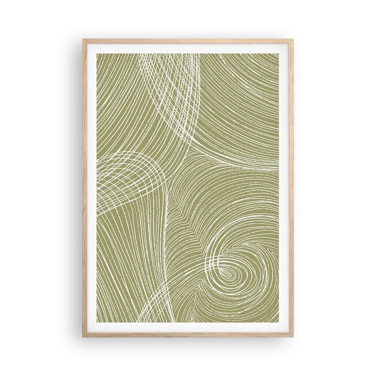 Pôster com moldura de carvalho claro - Abstração intrincada em branco - 70x100 cm