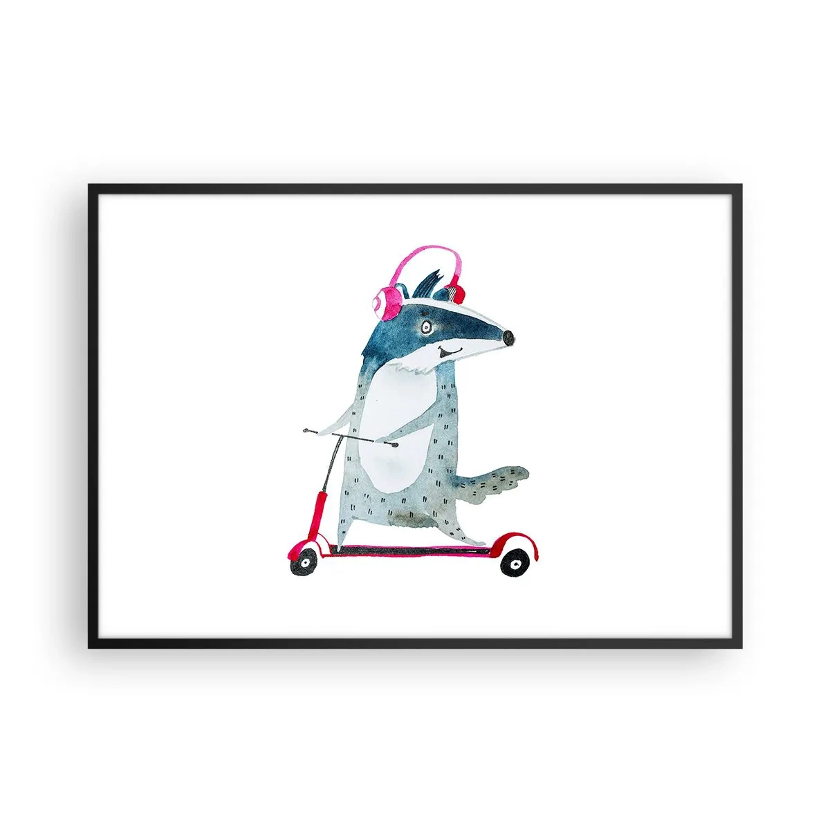 Pôster com moldura preta - A alegria do texugo - 100x70 cm