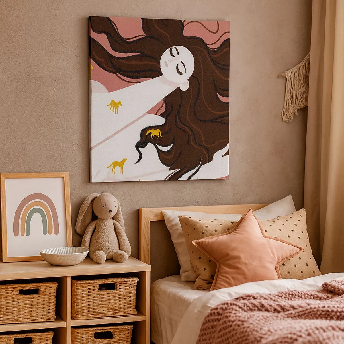 Quadro em tela - Sonho com um cavalo dourado - 30x30 cm