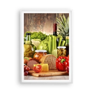 Pôster em moldura branca - Defumados, cozidos, em conserva - 70x100 cm