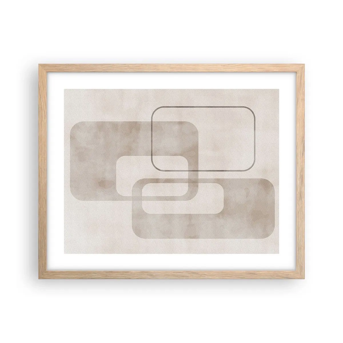 Pôster com moldura de carvalho claro - Argamassa geométrica - 50x40 cm