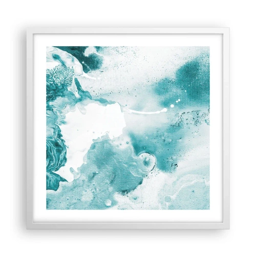 Pôster em moldura branca - Inundado em azul - 50x50 cm