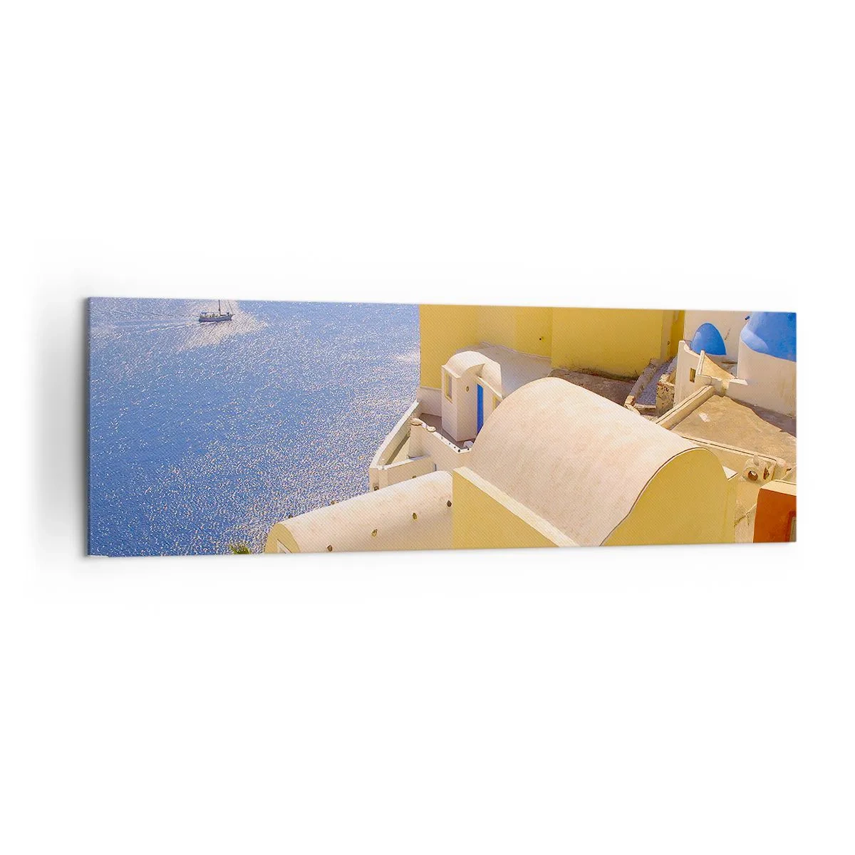 Quadro em tela - Paisagem grega em branco e azul - 160x50 cm
