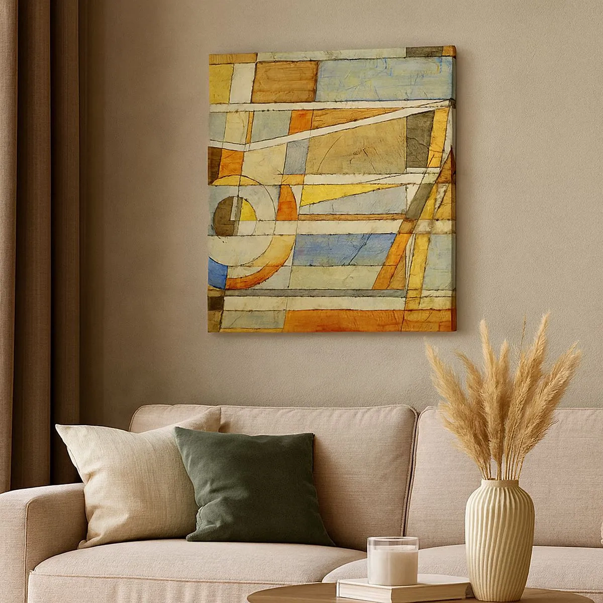 Quadro em tela - Cubismo em construção - 30x30 cm