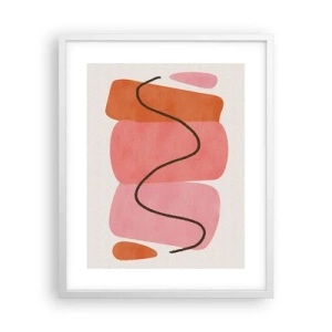 Pôster em moldura branca - Movimento suave de formas - 40x50 cm