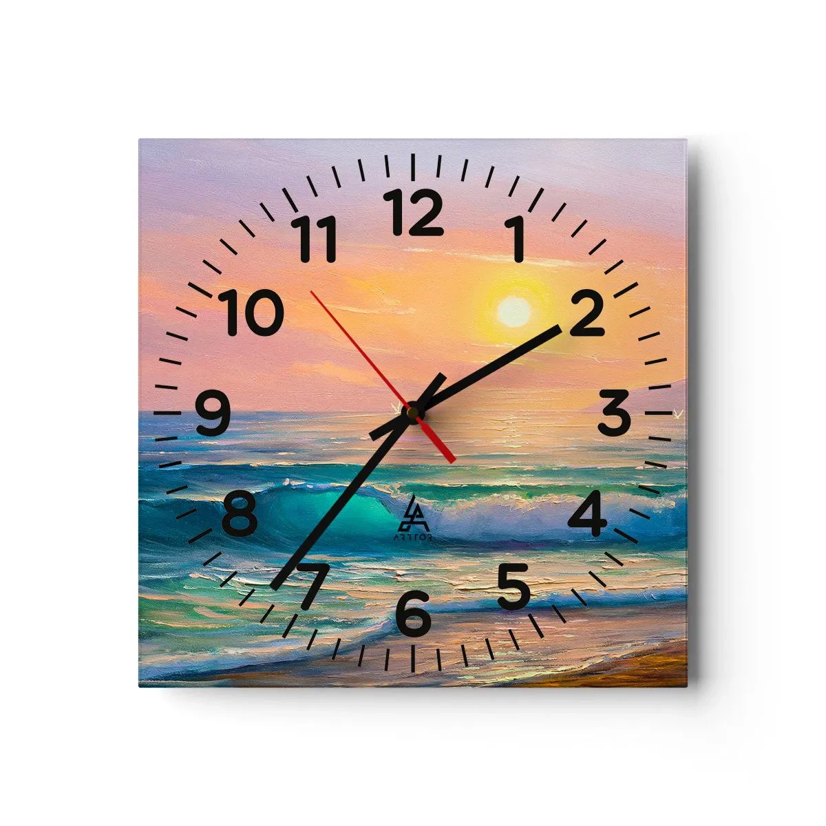 Relógio de parede - Relógio em vidro - O canto turquesa das ondas - 30x30 cm
