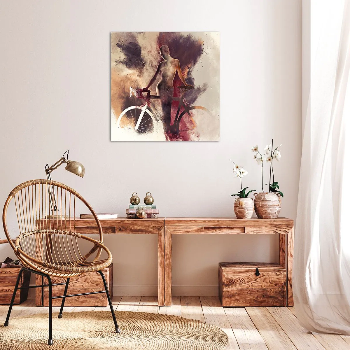 Quadro em tela - Uma alma de bicicleta em formas de mármore - 50x50 cm
