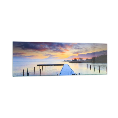Quadro em vidro - Paz violeta-dourada - 160x50 cm