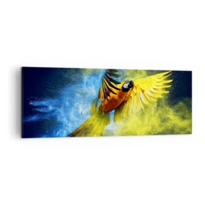 Quadro em tela - Em pó azul-dourado - 140x50 cm