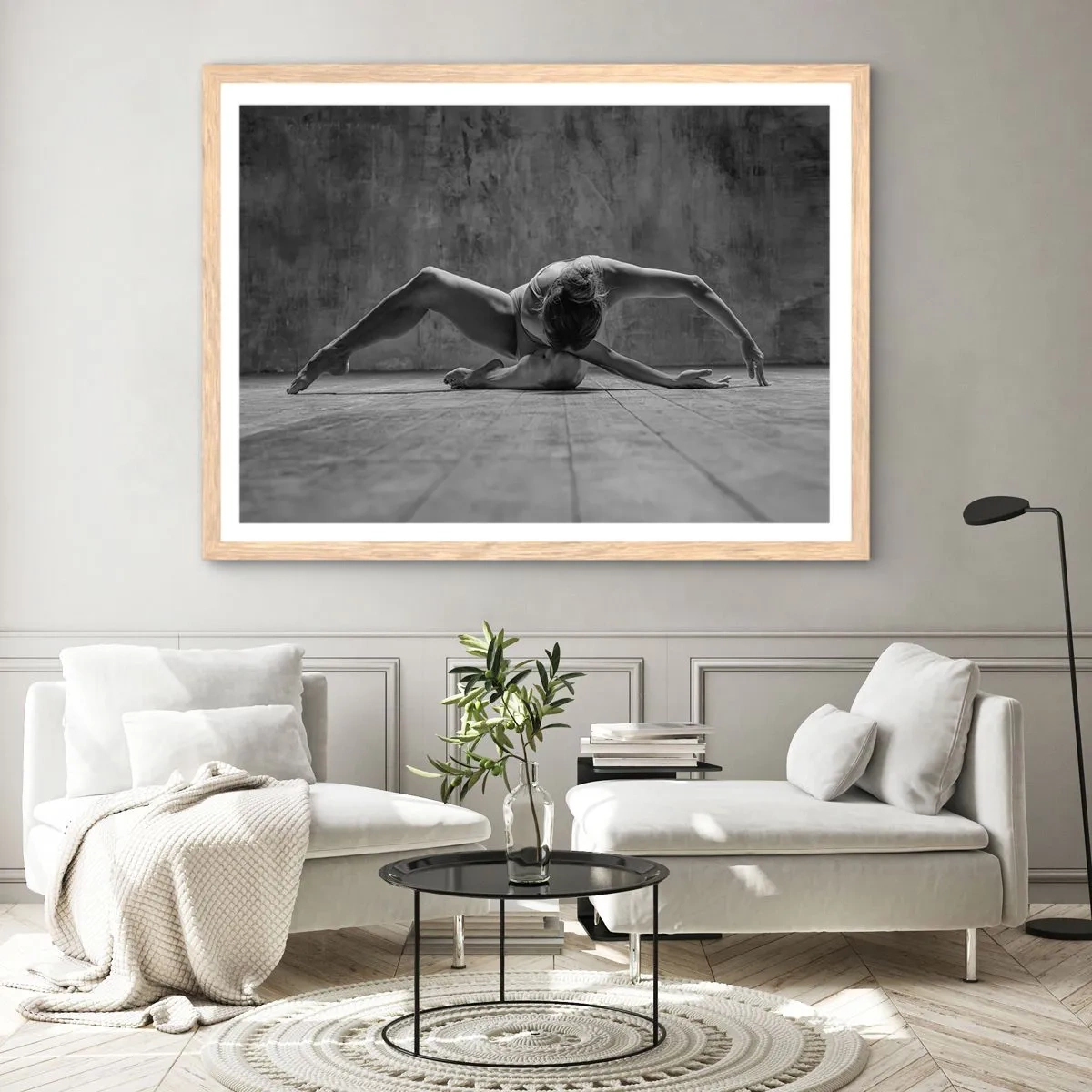 Pôster com moldura de carvalho claro - Simetria encontrada - 70x50 cm