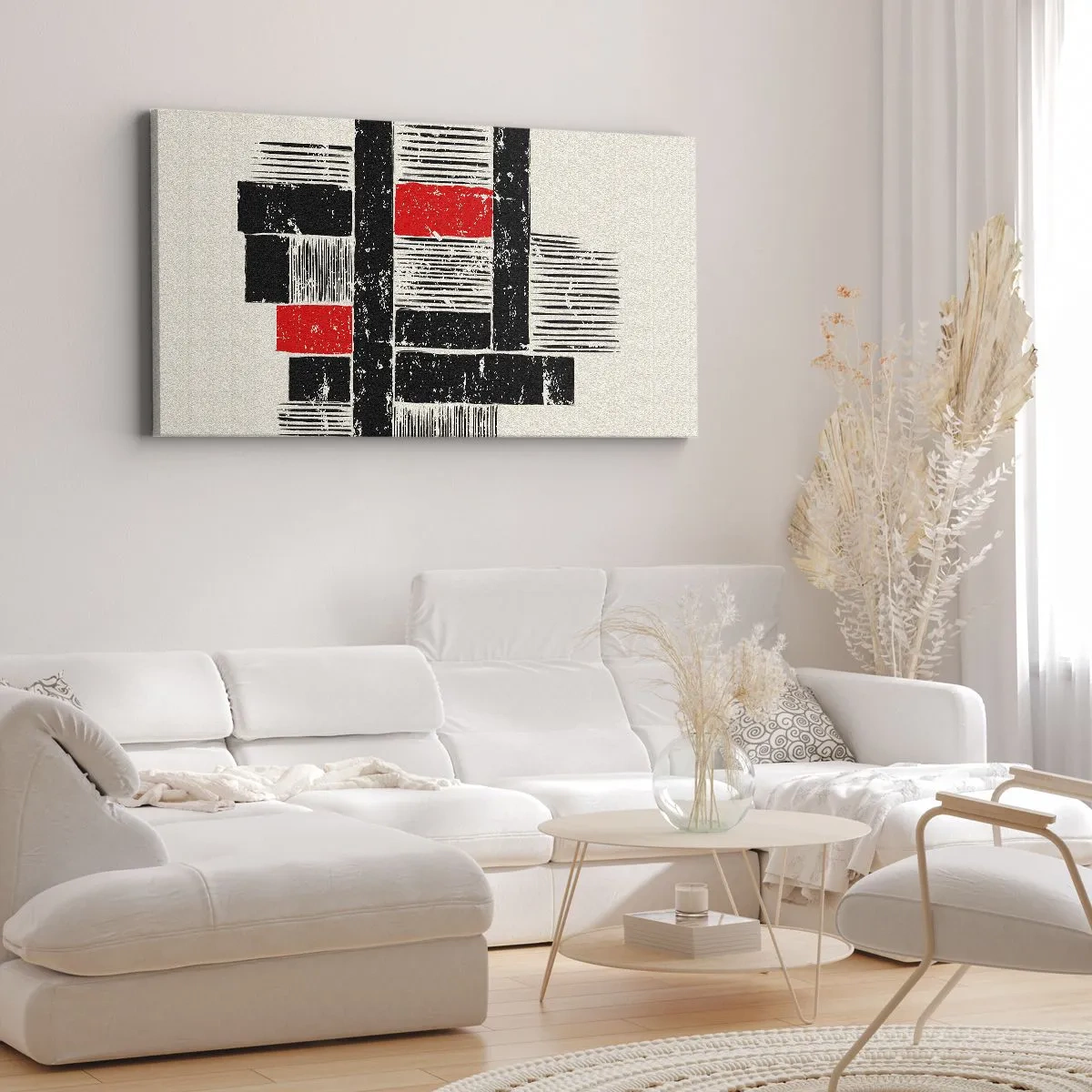 Quadro em tela - Vermelho e preto - 160x50 cm