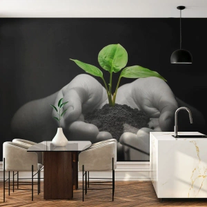 Papel de Parede Premium Sand - Eu amo a natureza, eu a protejo - Natureza, Vida, Plantar - 500x350 cm