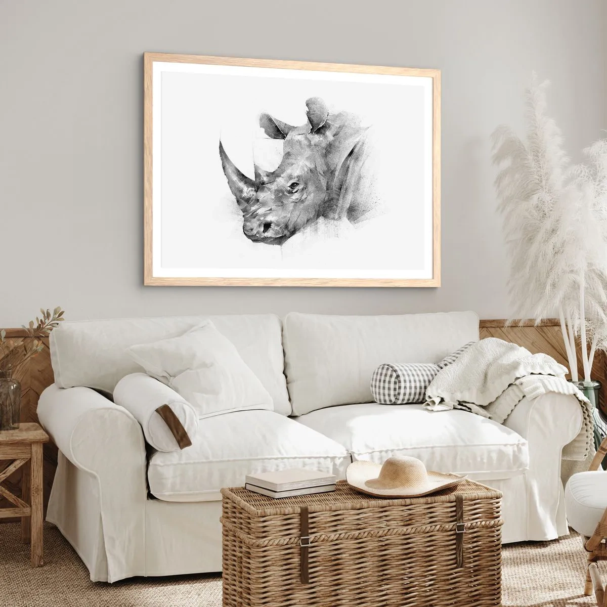 Pôster com moldura de carvalho claro - Retrato africano - 50x40 cm