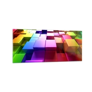 Quadro em vidro - Op-art juntos como uma equipa - 120x50 cm