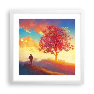 Pôster em moldura branca - O peregrino no seu destino - 40x40 cm