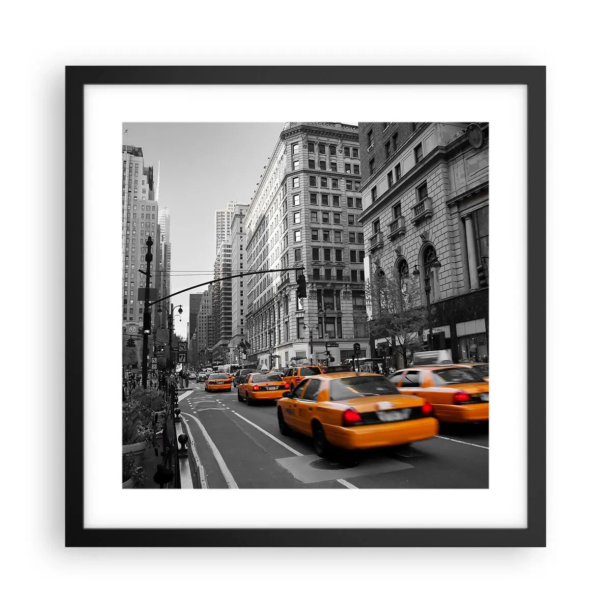 Pôster com moldura preta - Sol da cidade grande - 40x40 cm